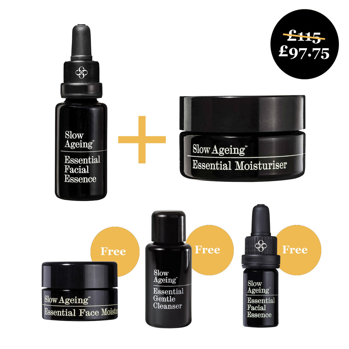 Facial Essence + Essential Moisturiser Bundle + Free Gifts - Slow Ageing Essentials Slow Ageing Essentials